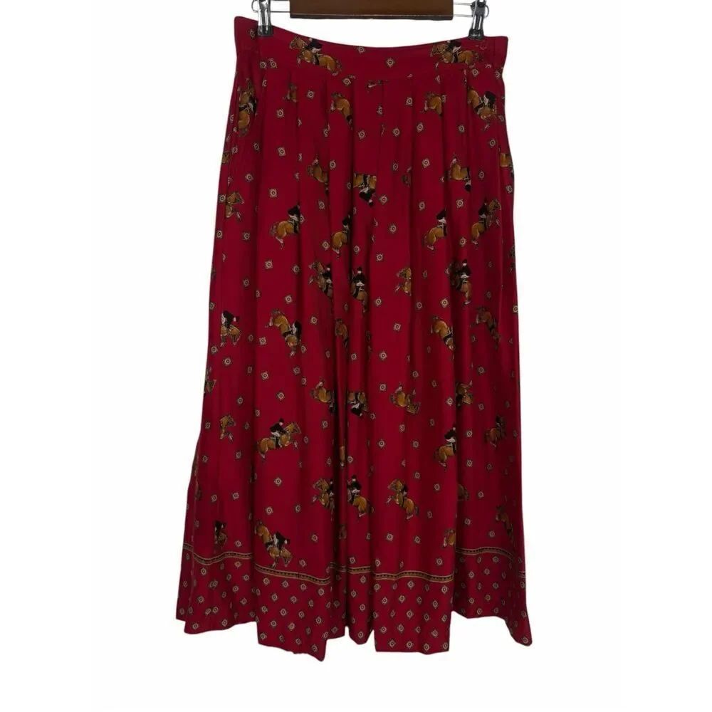 Vintage CHAUS equestrian pleated midi skirt size 14 see measurements Spot